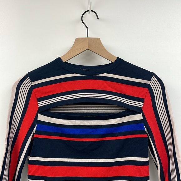 Tommy Hilfiger x Gigi Hadid Striped Cut-Out Knit Pullover Sweater Blue Small - Picture 4 of 10